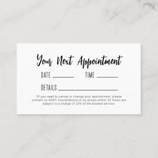 Eenvoudige Salon Volgende Afspraak Visitekaartje (Achterkant)