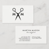 Eenvoudige salonschaar-monogram visitekaartje (Voorkant / Achterkant)