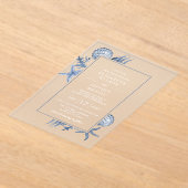 Eenvoudige Sandy Seashells Beach bruiloft Acryl Uitnodigingen (Laagn)