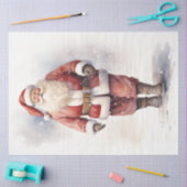 Eenvoudige Santa Claus wandelen in besneeuwd bos Tissuepapier (Craft)