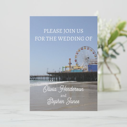 Eenvoudige Santa Monica Pier-reuzenrad uitnodiging (Staand voorkant)