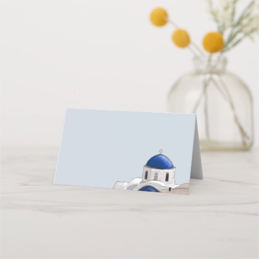 Eenvoudige Santorini Blauwe koepel plaatskaart - L Plaatskaartje (Voorkant)