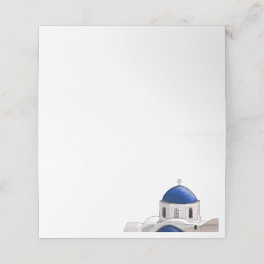 Eenvoudige Santorini Blue Dome-huiskaart - Wit Plaatskaartje (Buitenkant ongevouwen)