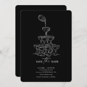 Eenvoudige Save the Date Champagne Tower Kaart (Voorkant / Achterkant)