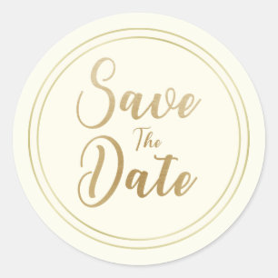 Eenvoudige Save the Date citaat namaak gouden typo Ronde Sticker
