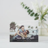 Eenvoudige Save the Date Elegante Scriptie Foto Mo Briefkaart (Staand voorkant)