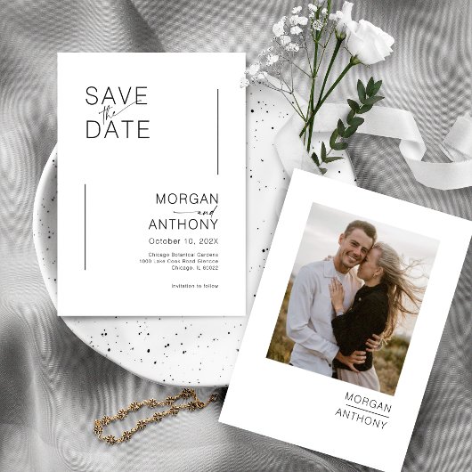 Eenvoudige Save the Date Foto Zwart Wit
