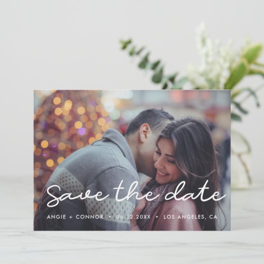 Eenvoudige  Save the date fotokaart (Staand voorkant)