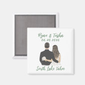 Eenvoudige Save the Date Magnet Waterverf Sage Gre (Voorkant / Achterkant)