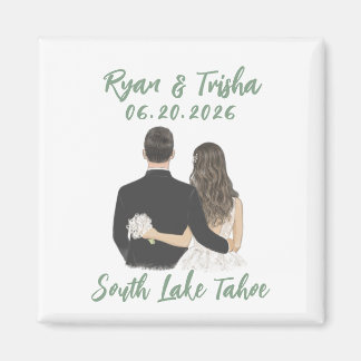 Eenvoudige Save the Date Magnet Waterverf Sage Gre