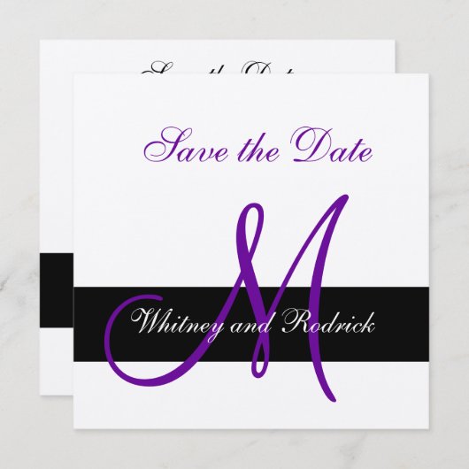 Eenvoudige Save the Date Monogram Aankondigingskaa (Voorkant / Achterkant)