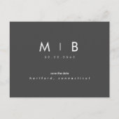 Eenvoudige Save the Date Monogram Houtskool Aankondigingskaart (Voorkant)