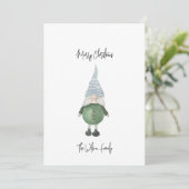 Eenvoudige Scandinavische Groene Kabouter Prettig  Feestdagenkaart (Staand voorkant)
