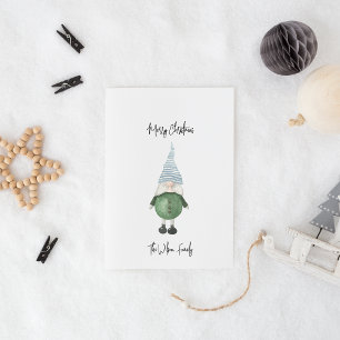 Eenvoudige Scandinavische Groene Kabouter Prettig  Feestdagenkaart
