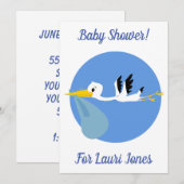 Eenvoudige schattige betaalbare baby shower uitnod kaart (Voorkant / Achterkant)