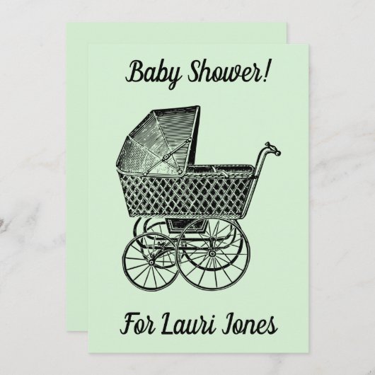 Eenvoudige schattige betaalbare baby shower uitnod kaart (Voorkant / Achterkant)