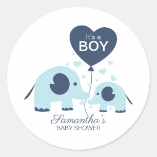 Eenvoudige Schattige Blauwe Olifant Jongens Baby S Ronde Sticker