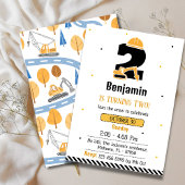 Eenvoudige schattige bouwwagen kinder 2e verjaarda kaart