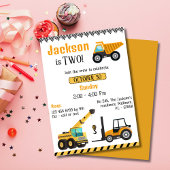 Eenvoudige schattige bouwwagen kinder 2e verjaarda kaart