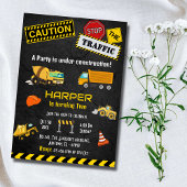 Eenvoudige schattige bouwwagen kinder 2e verjaarda kaart