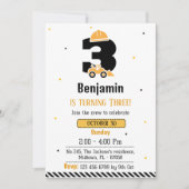 Eenvoudige schattige bouwwagen kinder 3e verjaarda kaart (Voorkant)