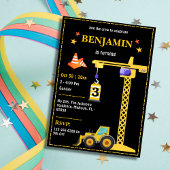 Eenvoudige schattige bouwwagen kinder 3e verjaarda kaart