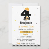 Eenvoudige schattige bouwwagen kinder 4e verjaarda kaart (Voorkant)