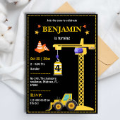 Eenvoudige schattige bouwwagen kinder 4e verjaarda kaart