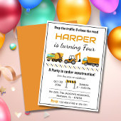 Eenvoudige schattige bouwwagen kinder 4e verjaarda kaart