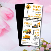 Eenvoudige schattige bouwwagen kinder 4e verjaarda kaart