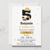 Eenvoudige schattige bouwwagen kinder 5e verjaarda kaart (Voorkant)