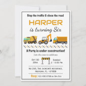 Eenvoudige schattige bouwwagen kinder 6e verjaarda kaart (Voorkant)