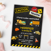 Eenvoudige schattige bouwwagen kinder 6e verjaarda kaart