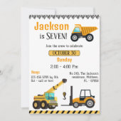 Eenvoudige schattige bouwwagen kinder 7e verjaarda kaart (Voorkant)