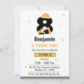 Eenvoudige schattige bouwwagen kinder 8e verjaarda kaart (Voorkant)