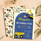 Eenvoudige schattige bouwwagen kinder 8e verjaarda kaart