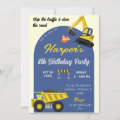 Eenvoudige schattige bouwwagen kinder 8e verjaarda kaart (Voorkant)