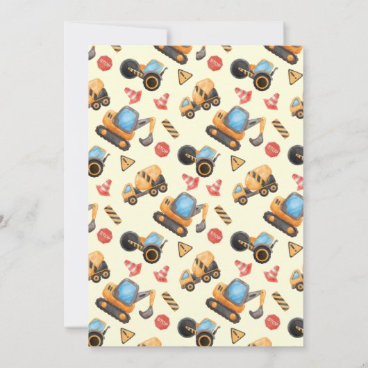 Eenvoudige schattige bouwwagen kinder 8e verjaarda kaart (Achterkant)