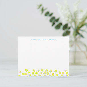 Eenvoudige Schattige Ditsy Bloemen Blauw Geel Pers Notitiekaartje