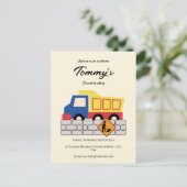 Eenvoudige schattige dump vrachtwagen constructie  uitnodiging briefkaart (Staand voorkant)