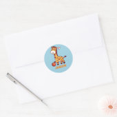 Eenvoudige schattige giraf kawaii met basketbal ronde sticker (Envelop)