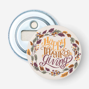 Eenvoudige schattige Happy Thanksgiving pompoen He Button Flesopener