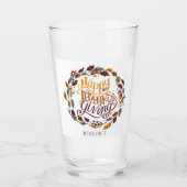 Eenvoudige schattige Happy Thanksgiving pompoen He Glas (Voorkant)