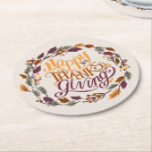 Eenvoudige schattige Happy Thanksgiving pompoen He Ronde Kartonnen Onderzetter (Gebogen)