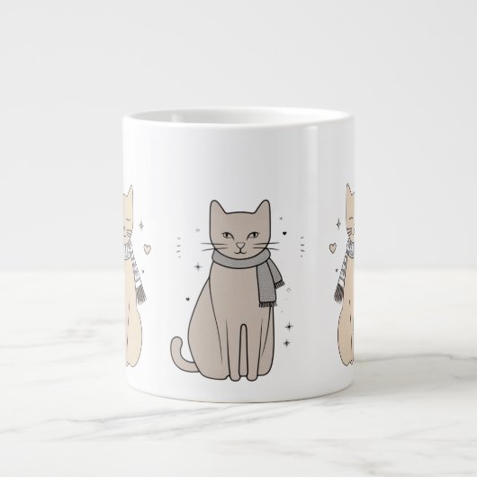 Eenvoudige schattige kat kat dier miauw huisdier V Grote Koffiekop (Voorkant)