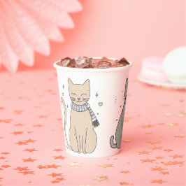 Eenvoudige schattige kat kat dier miauw huisdier V Papieren Bekers