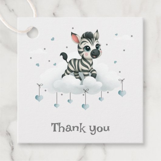 Eenvoudige schattige kleine cartoonzebra bedankjes labels (Voorkant)