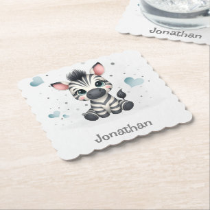 Eenvoudige schattige kleine cartoonzebra  kartonnen onderzetters