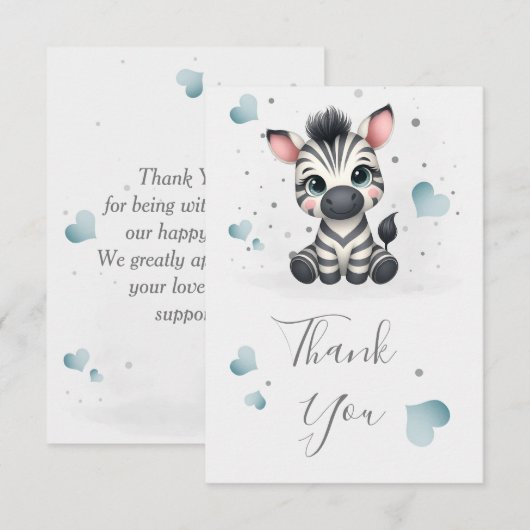 Eenvoudige schattige kleine zebra bedankkaart (Voorkant / Achterkant)