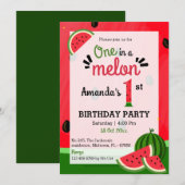 Eenvoudige schattige moderne One in a Melon 1st Bi Kaart (Voorkant / Achterkant)